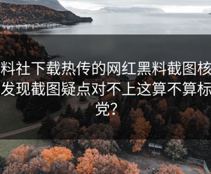 黑料社下载热传的网红黑料截图核查后发现截图疑点对不上这算不算标题党？