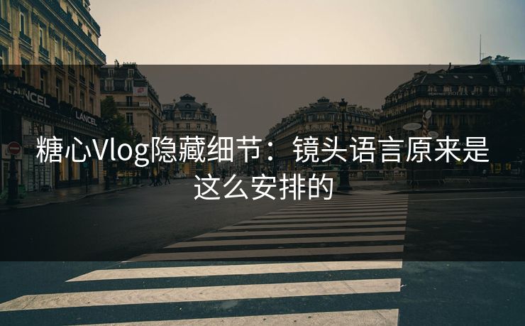 糖心Vlog隐藏细节：镜头语言原来是这么安排的