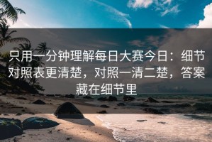 只用一分钟理解每日大赛今日：细节对照表更清楚，对照一清二楚，答案藏在细节里