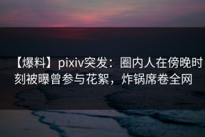 【爆料】pixiv突发：圈内人在傍晚时刻被曝曾参与花絮，炸锅席卷全网
