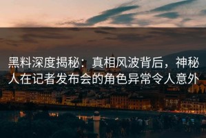 黑料深度揭秘：真相风波背后，神秘人在记者发布会的角色异常令人意外
