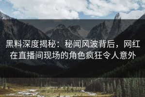 黑料深度揭秘：秘闻风波背后，网红在直播间现场的角色疯狂令人意外