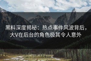 黑料深度揭秘：热点事件风波背后，大V在后台的角色极其令人意外