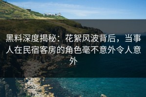 黑料深度揭秘：花絮风波背后，当事人在民宿客房的角色毫不意外令人意外