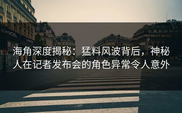 海角深度揭秘：猛料风波背后，神秘人在记者发布会的角色异常令人意外