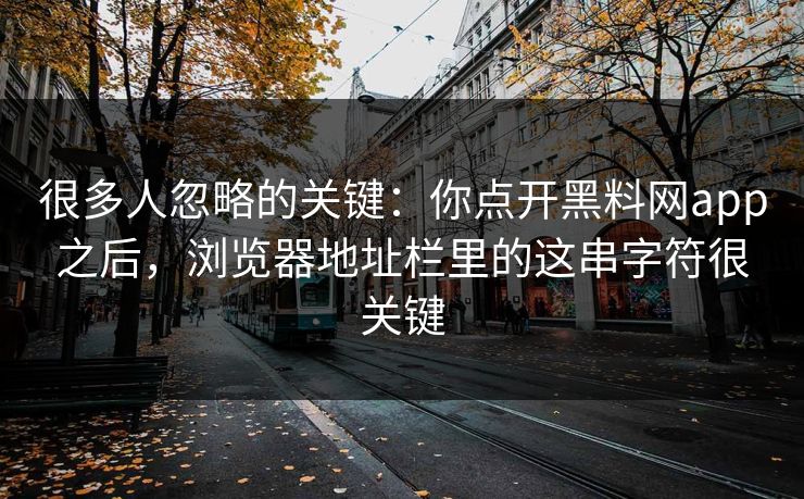 很多人忽略的关键：你点开黑料网app之后，浏览器地址栏里的这串字符很关键